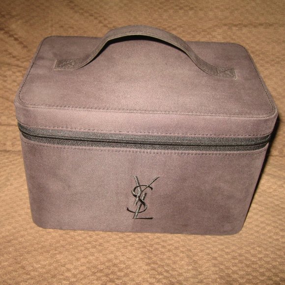 ❤️4 YSL YVES SAINT LAURENT PARFUMS RED -CHARCOAL BLACK TOP HANDLE COSMETIC CASES - Picture 2 of 16